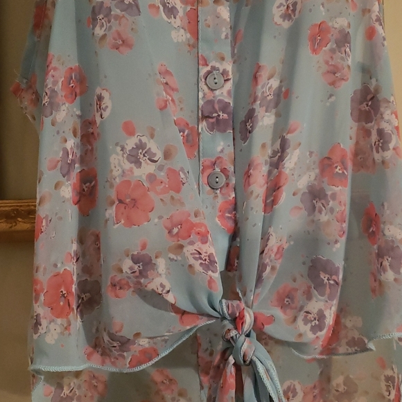 Final Touch Floral Print Sheer Top - Picture 4 of 6